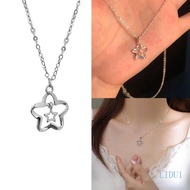 LIDU1 Pentagram Pendant Choker Hollow Out Star Necklaces Star Pendant Necklace Y2k Jewelry Alloy Material  for Women Gir