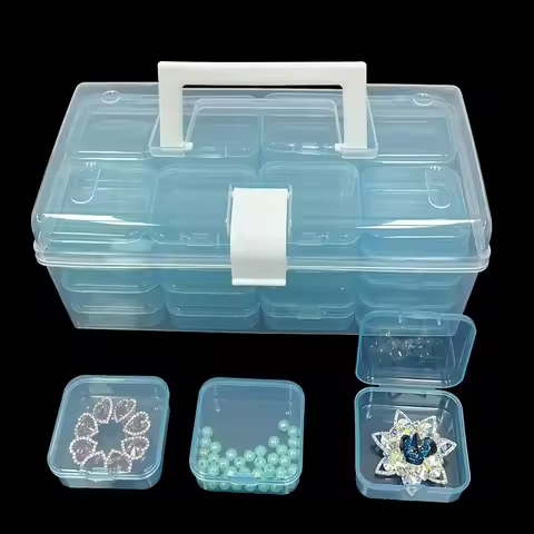 32pcs/set Transparent Plastic Storage , Crafts Accessories, DIY Beaded , Art Jewelry Nail Art, Hair 