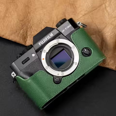 Leather Camera Bag Half Cover Handmade Camera Protective Case with Base for Fuji XS20 XT30II X-T30 F