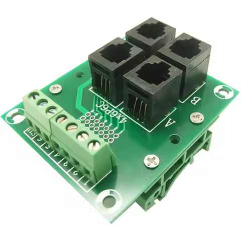 RJ11/RJ12 to screw 6P6C Jack 4-Way Buss Breakout Board Terminal Block, Connector DIN rail mounting R
