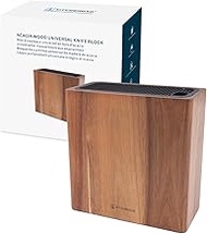 KITCHENDAO XL Acacia Wood Universal Knife Block Holder with Slots for Scissors and Sharpening Rod, S