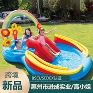 Children Family Swimming Pool 8-Character Rainbow Cover Garden Pool Sprinkler Slide Paddling Pool Ba