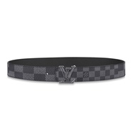 LV Men's Belt INITIALES 40MM Classic Casual Checkerboard Canvas Calfskin Double sided Belt M0340U