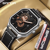 SANDA Waterproof Fashion Square Luminous Pointer Watch 7038-2