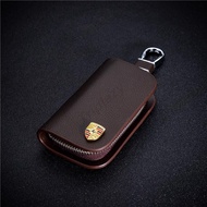 Leather Remote Smart Car Key Case Cover Holder Storage Bag Wallet Pouch for Porsche Macan Panamera B