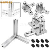 UMISTY Bracket Connector 2020 3030 4040 Series Slot Silver Aluminum Extrusion Profile 3-Way