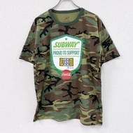 古著RO​​THCO 短袖 T 卹，印有 Subway 和可口可樂迷彩圖案，XL 碼