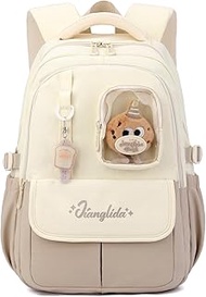 School Backpack for Girls 1st 5th Grade School Bag Girls Lightweight with Trolley Strap and Plush To