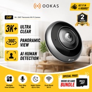 EZVIZ E4p 3K+ Panoramic Fisheye Camera 360° View, AI Detection Alerts, Dual-Band WiFi, Magnetic Moun