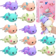 12 Pcs Axolotl Stress Relief Toys, Mini Squishy Animal Toys for Stress Relief, Mini Axolotl Toy for 