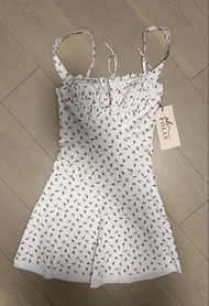Oh Polly Cymene Lace-Up Cotton-Poplin Mini Dress in Rose Print sleeveless