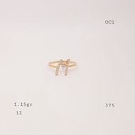 Gold Ring Alphabeth Letter M K375 / 9k Ubs Ha