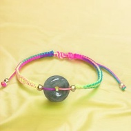 【願‧平安】飄烏雞翡翠平安扣編織手鍊| 天然緬甸A貨翡翠| 送禮