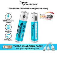 Alcatroz Renergii Li-Ion AA / AAA Rechargeable Battery | Huge Battery Capacity | Type C Charing Port