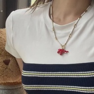 Summer Vacation Style Red Elephant Pearl Necklace Womens Commuter Bamboo Node Simple Versatile Baroq