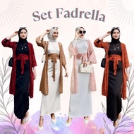 REAL PIC!! SET CARDI FADRELLA DRESS+CARDI+OBI 3IN1!! KAIRA SET BRUKAT TULANG CASUAL DRESS 4 COLORS