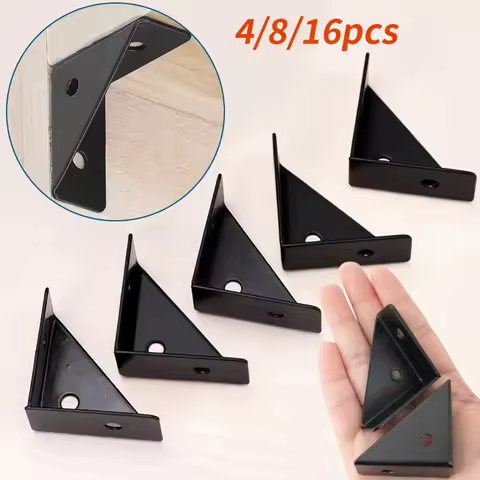 4/8/16pcs fixed angle triangular brackets in black, right angle reinforcement accessories, used for 