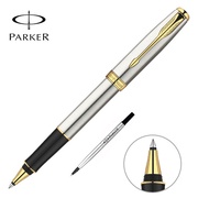 PARKER Sonnet Rollerball Pen, Matte Black Lacquer with Gold Trim, Fine Point Black Ink Refill