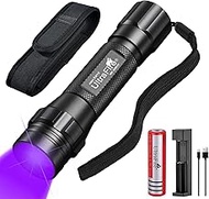 UltraFire UV Torch 395-405nm LED Black Light Zoomable Ultraviolet Mini UV Lamp with Rechargeable Bat