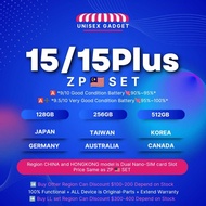 15 and 15+ Used ZP SET (CH / TA / XA | ZA | ZD) Second Hand 128GB / 256gb / 512Gb