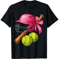 Softball Coquette Bow Funny Coquette Bow Softball Graphic T-Shirt