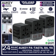 Aukey Universal Travel Adapter Adapter UK EU US AU 2500W GaN Multiple Ports USB A + C 35W 65W 100W P