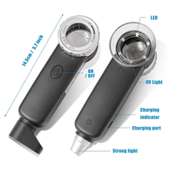 30X Jewelry Loupe with 7 Light USB Rechargeable Foldable Handheld Magnifying Glass with Jade Apprais
