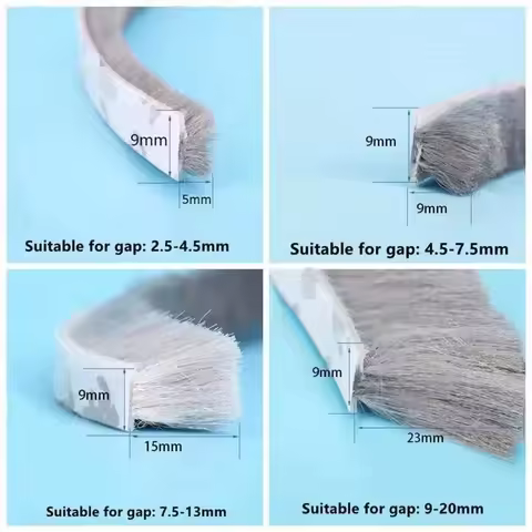 10M Brush Strip Self Adhesive Door Window Sealing Strip Home Door Window Wind-proof Sound Insulation