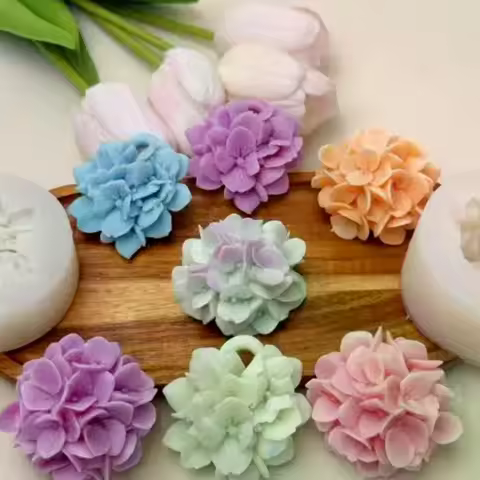 Hydrangea Flower Silicone Mold DIY Aromatherapy Candle Gypsum Resin Clay Mold Kitchen Baking Cake De