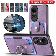 Oppo Reno10 Pro Casing For Oppo Reno 10 9 Pro Plus Reno10 Reno10Pro + 5G 2023 Leather Phone Case Wallet Card Slot Ring Car Bracket Shockproof Protection Back Cover