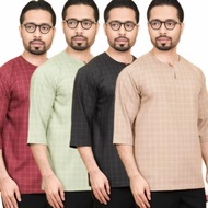 KURTA PETAK 2026 KURTA LELAKI TELUK BELANGA TRADITIONAL LENGAN TIGA SUKU MATERIAL GERMANY COTTON