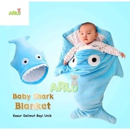 Baby Swaddle Blanket Sleeping Bag Character Motif Baby Shark New Born Mattress Blanket Wrappers 1-2 Years Double Fleece Zipper Cute Cute Warm Thick Newest Gift Gift Soft Soft
