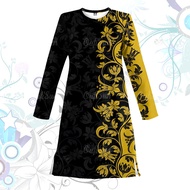 Women's Muslim Dresses Black Gold Floral Plus Size Modern Jersey Baju Long Dresses Dinner Clothing T