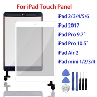 TouchกระจกกันรอยดิจิตอลสำหรับiPad 2 3 4 Air 1 2 Mini 1 2 3 4 Touchกระจกหน้าจอทัชสกรีนชุดประกอบทดแทนสำหรับiPad Pro 9.7 10.5ด้านหน้าแผงจอสัมผัสกระจกหน้าจอทัชสกรีน + ปุ่มHome + เครื่องมือ