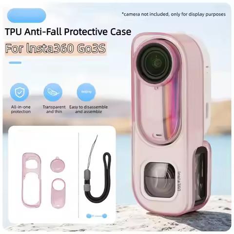 For Insta360 GO3S Retro Soft TPU Silicone Protective Case Anti-Scratch Shockproof Skin with Lanyard