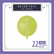 HIJAU 22 INCH MACARON GREEN MACARON & HOLOGRAPHIC FOIL BALLOONS 4D BALLS - 4D FOIL BALLOONS ORBZ GRE