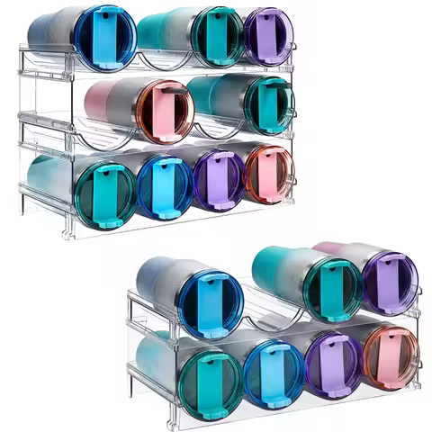 Water Bottle Organizer for Cabinet, Stackable Water Bottle Storage Rack, 2&3 Tier Water Bottle Holde