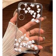 White Floral Element Fashion Phone Case 1pc Fashionable & Elegant White Magnolia Flower Soft Phone C