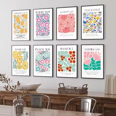 Flowers Blessed Bible Verse Quote Poster Prints Christian Home Decor Jesus Scripture Wall Art Canvas