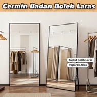 MOK Adjustable Full-Length Mirror 100x180 / 120x200cm HD Reflection Black Frame Wall Mount or Floor 