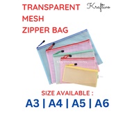 [ MESH ZIPPER BAG ] A3/A4/A5/A6 TRANSPARENT MESH ZIPPER BAG / WATERPROOF / STORAGE ZIP BAG / PORTABL