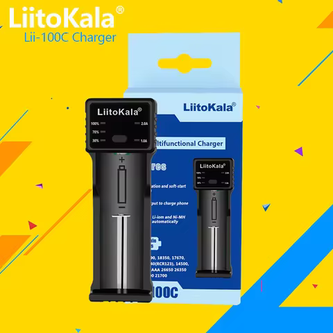 LiitoKala Lii-100C 21700 Battery Charger For 18650 18350 26650 16340 RCR123 14500 3.7V 1.2V Ni-MH Ni