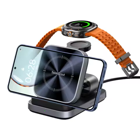 SwanScout 713S Wireless Charger for Galaxy Watch 8 7 Ultra 6 5 Foldable Charging Station for Samsung
