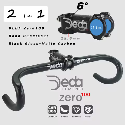 DEDA Zero100 Black Gloss+Matte Carbon Fiber 31.8mm Road Bike Handlebar Drop Bar Bicycle Parts Alumin