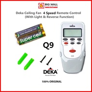 Original Deka Ceiling Fan 4 Speeds Remote Control Q9 With Light &amp; Reverse Function *Free 2pcs AAA Batteries &amp; screws