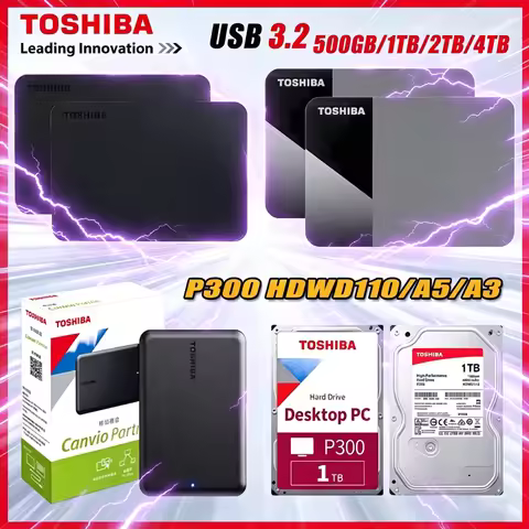 For Toshiba P300 SATA3 A5 A3 Series Small Black Portable Hard Drive High-Speed USB 3.2 Compatible Wi