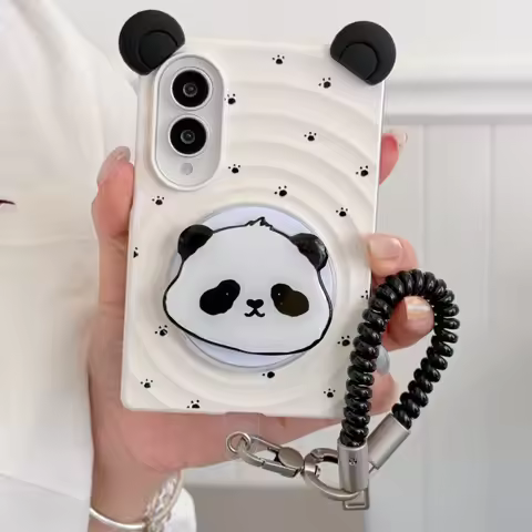 For Samsung Galaxy Z Fold 8 Girls Cute 3D Panda For Magsafe Phone Case Magnetic Stand Holder Bracele