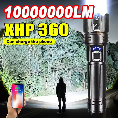 Powerful 500W Led Flashlight Telescopic Zoom 5000 Meters Rechargeable Flashlight Waterproof Torch Ta