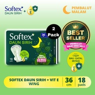 | 2PACKS | Softex Women's Sanitary Napkins with Betel Leaf + Vit E Night Slim Wing 36cm 18pads