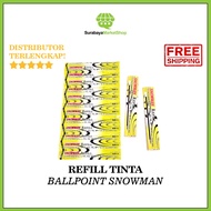 HITAM Snowman Black Pen Ink Refill - Refill Ballpoint Pen Gel 0.5 Liquid